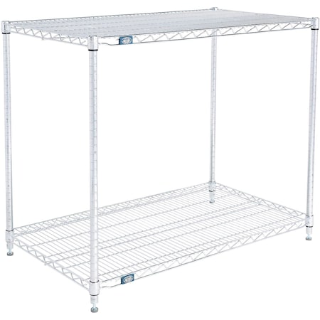 Nexel 2 Shelf, Chrome Wire Shelving Unit, Starter, 42inW x 21inD x 34inH B3124437